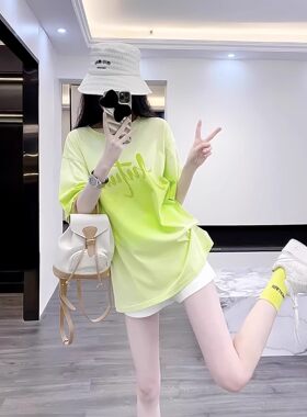 绿色短袖t恤女夏季宽松2026新款