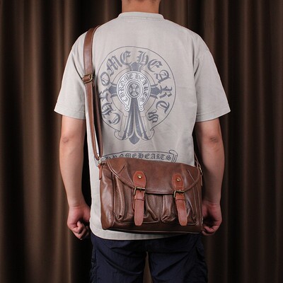 经典复古头层牛皮斜挎包