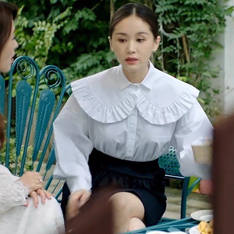 宽松时尚韩版长袖纯棉双领