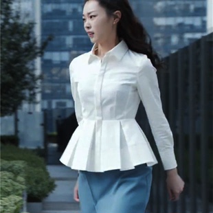 创业时代宋轶温迪同款长袖衬衫女夏季时尚显瘦纯色女装上衣