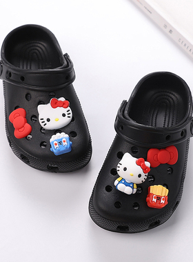 儿童拖鞋洞洞鞋夏女童包头防滑沙滩中大童亲子公主猫咪网红男凉拖