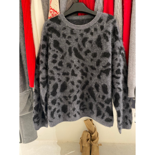 LAKE-豹纹套头氛围感吸睛豹纹套头加厚保暖毛衣（含100绵羊毛）26