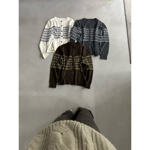Hand made-上新韩系圆领单排扣休闲保暖毛衣（含21.0绵羊毛）r262