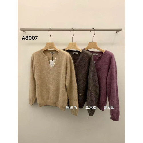 Openyy-温柔风软糯宽松设计感半开襟保暖毛衣（含92.2绵羊毛）a80