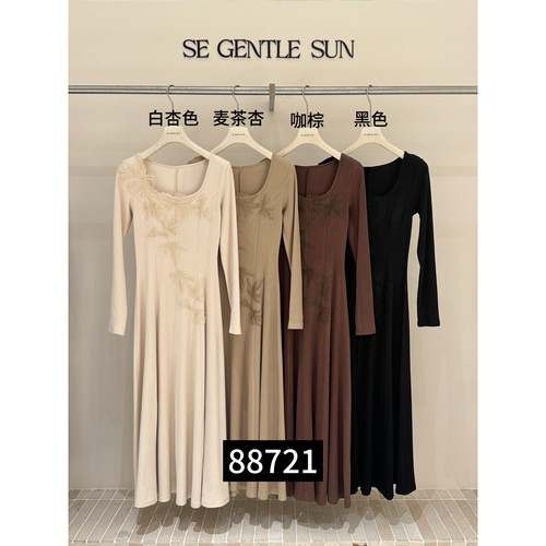 SE GENTLE SUN-绣花针织裙轻奢大风收腰氛围感连衣裙连衣裙88721