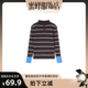 蜜蜂欢乐社 新款 复古撞色条纹扣子半高领针织衫 81104 7566