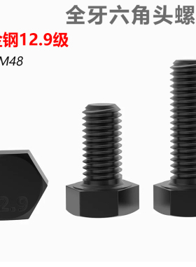 CZ五金高强度12.9级全牙外六角螺栓M4-M30加长六角头螺丝全螺螺杆