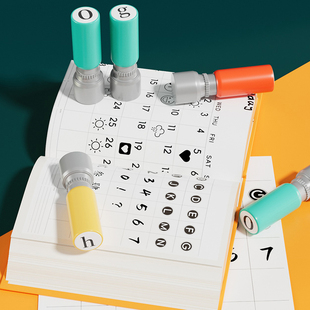 26个英文字母符号迷你印章超市标价记号手账组合小号盖章定制刻复古月份星期手帐数字阿拉伯汉字大写日付日期