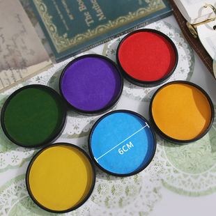 可爱多色印泥圆形手工DIY印章专用油性印泥6CM大容量儿童手指画快干木头章木制章彩色手帐印章橡皮章印台学生