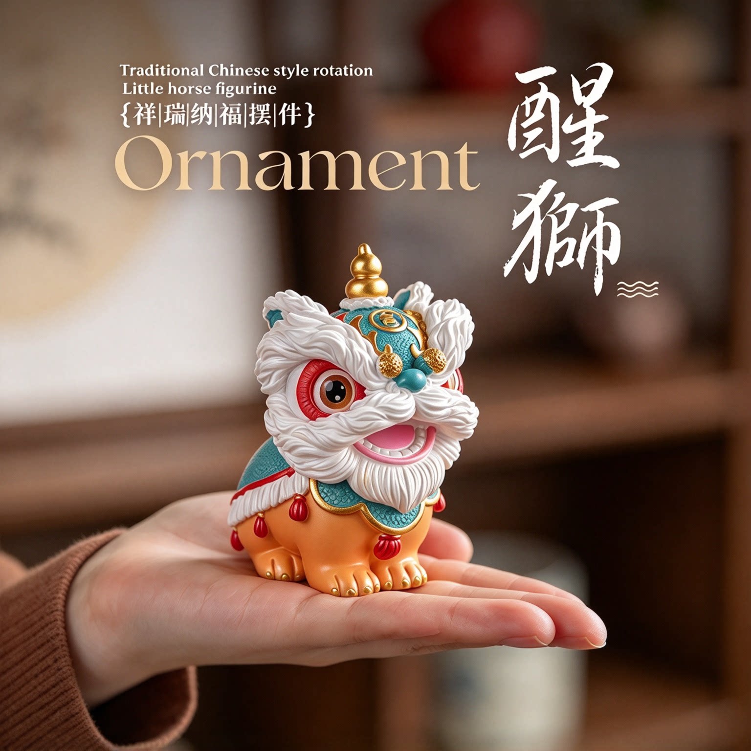 国潮醒狮树脂摆件招财乔迁礼品图片