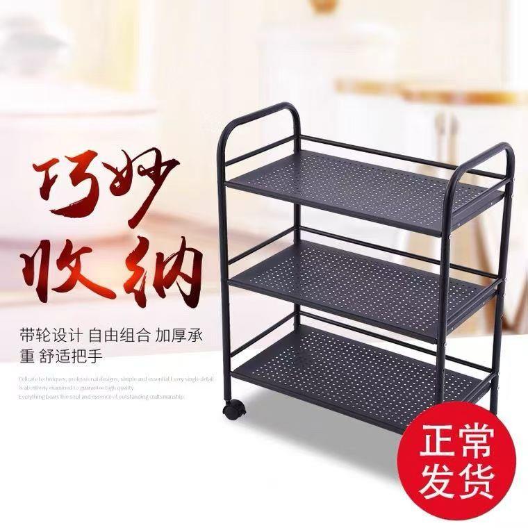 2024新款铁艺三层小推车餐饮用置物架多层移动配菜商用烤肉放菜架