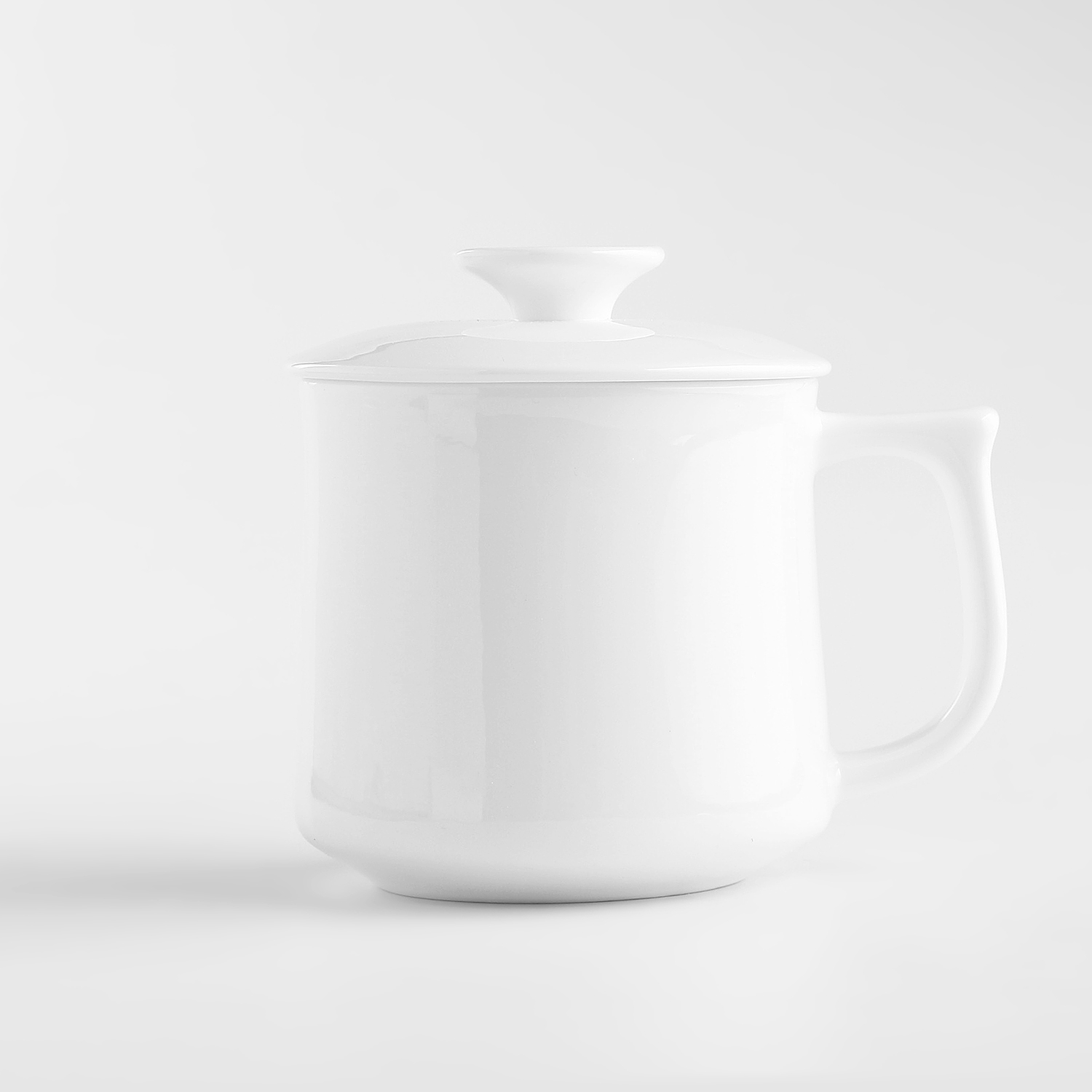 纯白骨瓷茶杯个人专用办公室马克杯带盖子家用陶瓷水杯泡茶杯子