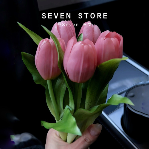 仿真郁金香车载摆件汽车中控台装饰摆件车内养花车内装饰花花饰品