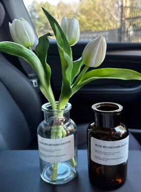 车内花束花瓶摆件车内装饰摆件中控台插花仿真百合花车内养花花瓶