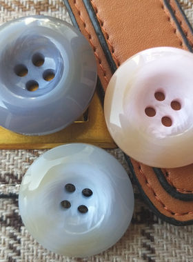 外贸钮扣厚实树脂蓝灰色淡蓝色粉色21/25/30mm纽扣羊绒大衣大扣子