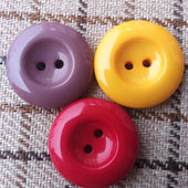 亮光韩版 两眼圆形纽扣呢大衣风衣毛衣纽扣紫粉色红色黄色女装 扣子