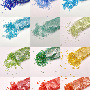 AB彩透明小米珠 炫彩有孔玻璃散珠diy十字绣饰品配件手工流苏串珠