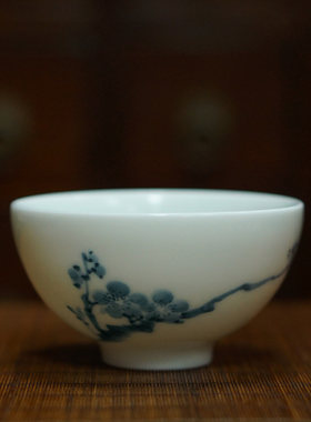 台湾刘钦莹手绘茶杯青花陶瓷