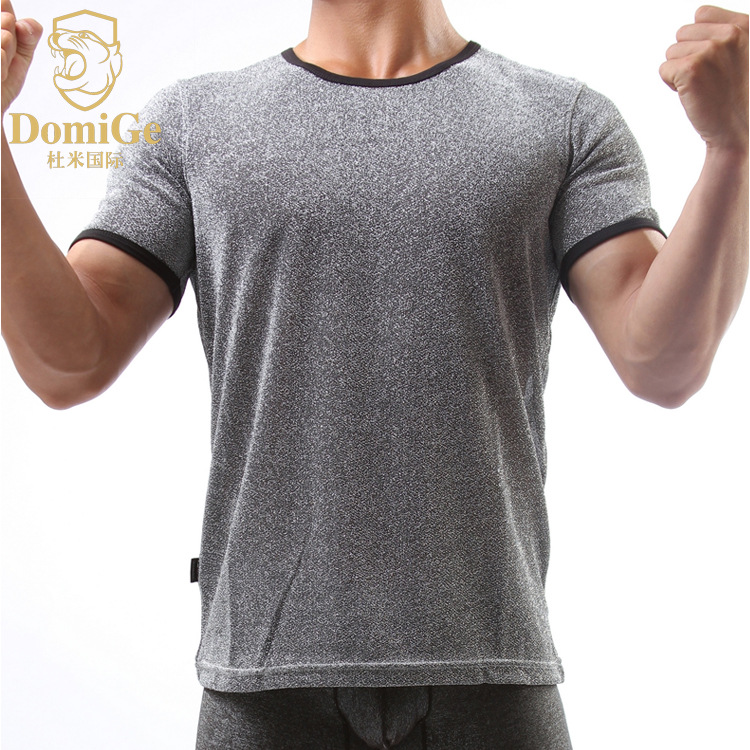 男士圆领短袖T恤亮丝运动风汗衫