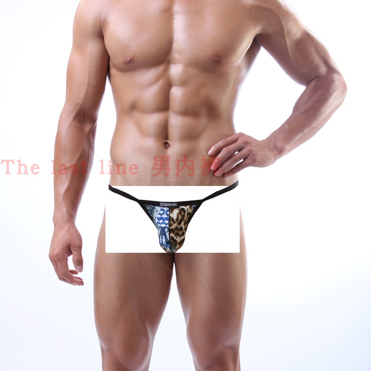 男士低腰天丝印花丁字内裤