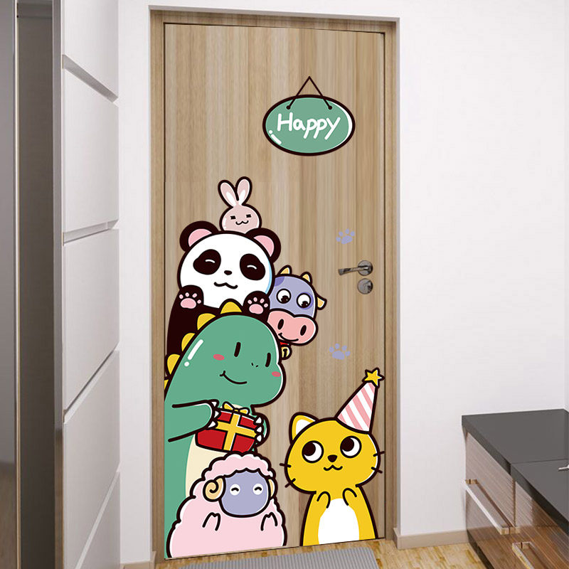 卡通儿童房间布置门贴自粘木门房门上贴纸墙壁墙面装饰品贴画卧室