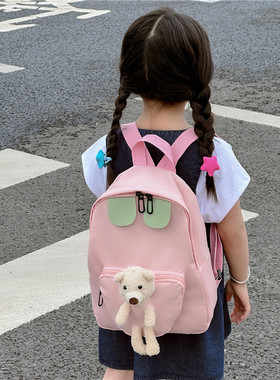 儿童背包女孩外出旅游超轻软布书包小童幼儿园入学小熊轻便双肩包