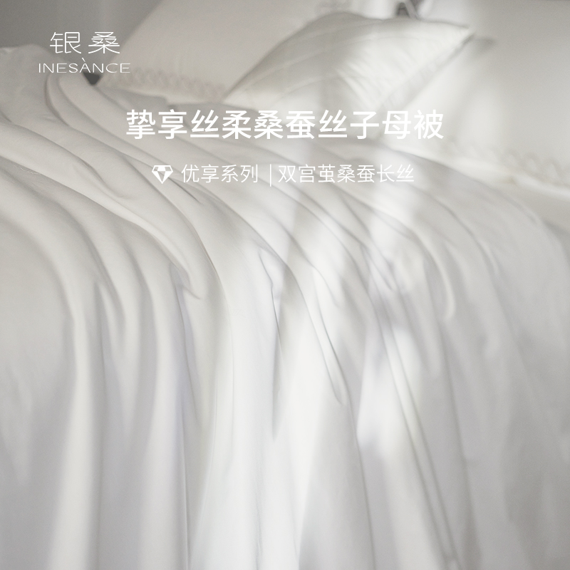 银桑蚕丝被子春秋被芯结婚用喜被保暖冬被纯手工拉制二合一子母被