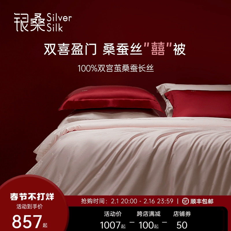 银桑桐乡纯手工被子被芯特级蚕丝被冬被子母被二合一结婚庆喜被厚