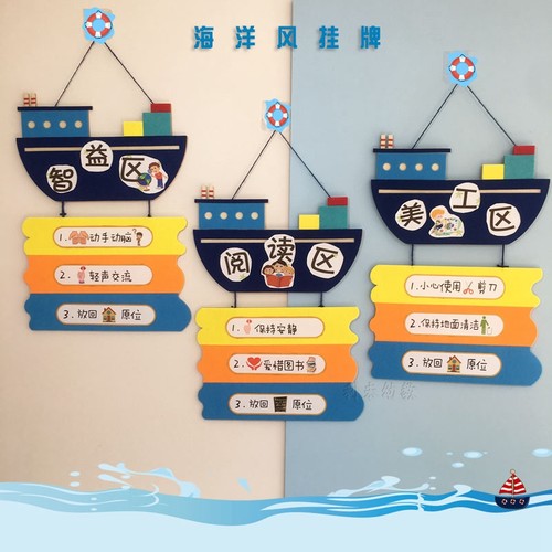 幼儿园海洋风区角区域规则牌挂饰