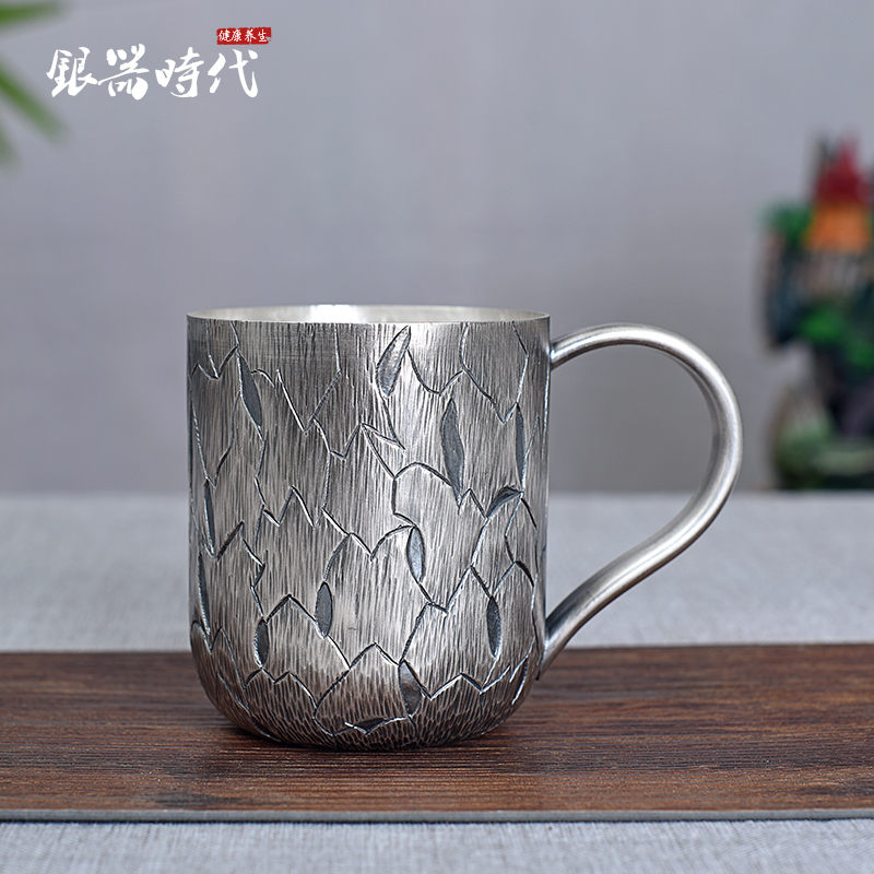 初瓷相见纯手工足银999银杯子茶杯银水杯纯银做旧养生男女通用马