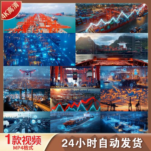 高清全球贸易数据可视化供应链物流运输集装箱港口码头进视频素材