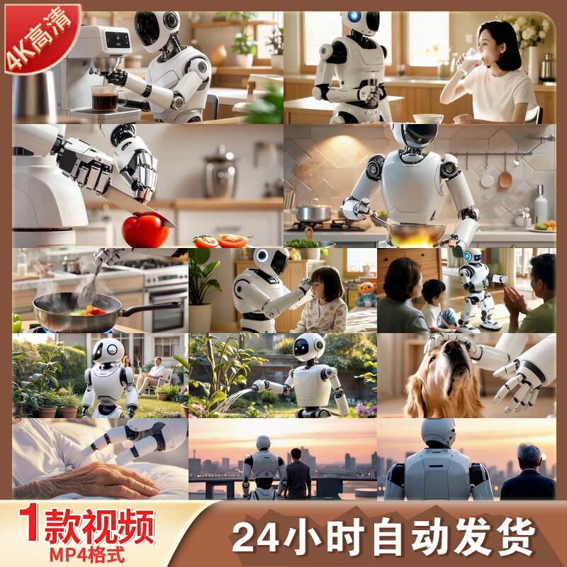 高清家庭机器人家用机器人具身智能人工智能人形机器人视频素材
