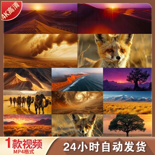 高清沙漠风光骆驼商队丝绸之路沙丘日落航拍延时壮丽山河视频素材