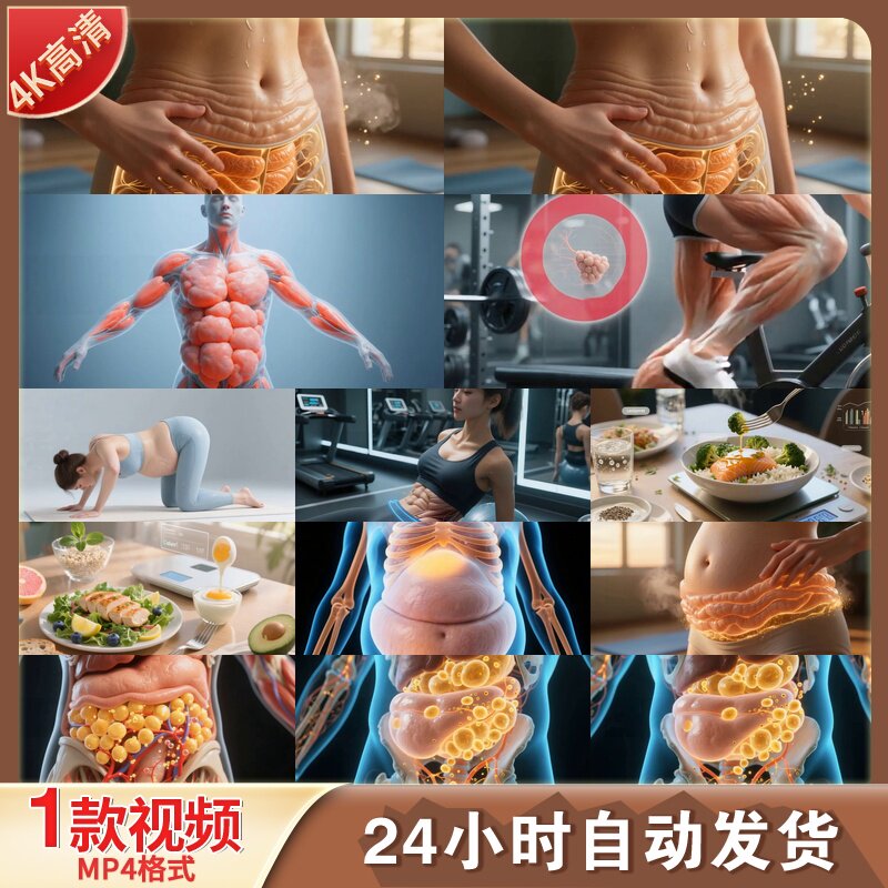 高清脂肪饮食结构锻炼减脂健身运动减肥瘦身健康身体能量视频素材