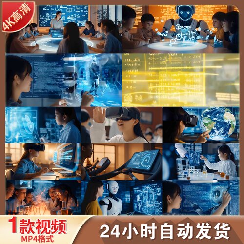 高清青少年AI科技学习运动编程机器人实验室探索未来教育视频素材