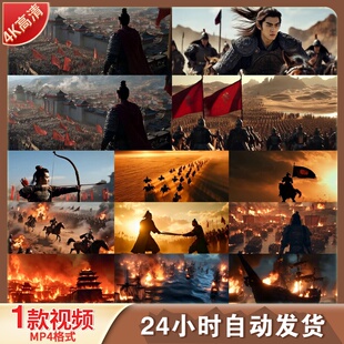 高清4K古代战场千军万马冷兵器战争攻城冲锋战火硝烟视频素材