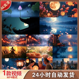 高清4K中秋合集月饼灯笼荷花烟花孔明灯嫦娥明月水调歌头视频素材