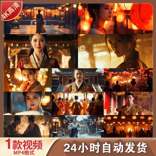 高清大唐盛世宫殿楼阁夜景灯火辉煌古装汉服古代美人国风视频素材