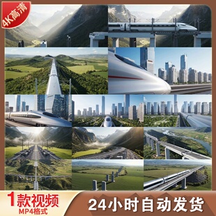 高清高铁动画快速生长列车轨道桥梁隧道城市未来科技发展视频素材