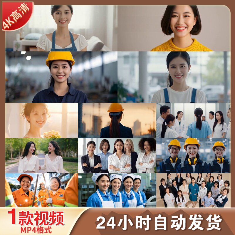 高清各行各业女性自信笑容三八妇女节职场劳动者女神节医视频素材
