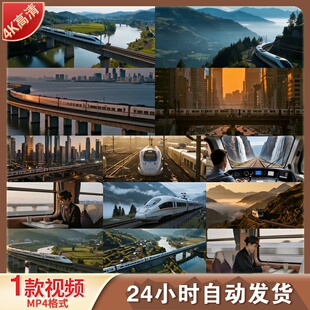 高清动车复兴号高铁行驶过和谐号城市高架桥窗外景色车站视频素材