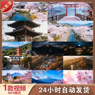 高清日本京都城市风光樱花古建筑神社日式庭院园林旅游视频素材