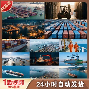 高清港口航拍轮船出海集装箱船远洋运输海运码头货物装卸视频素材