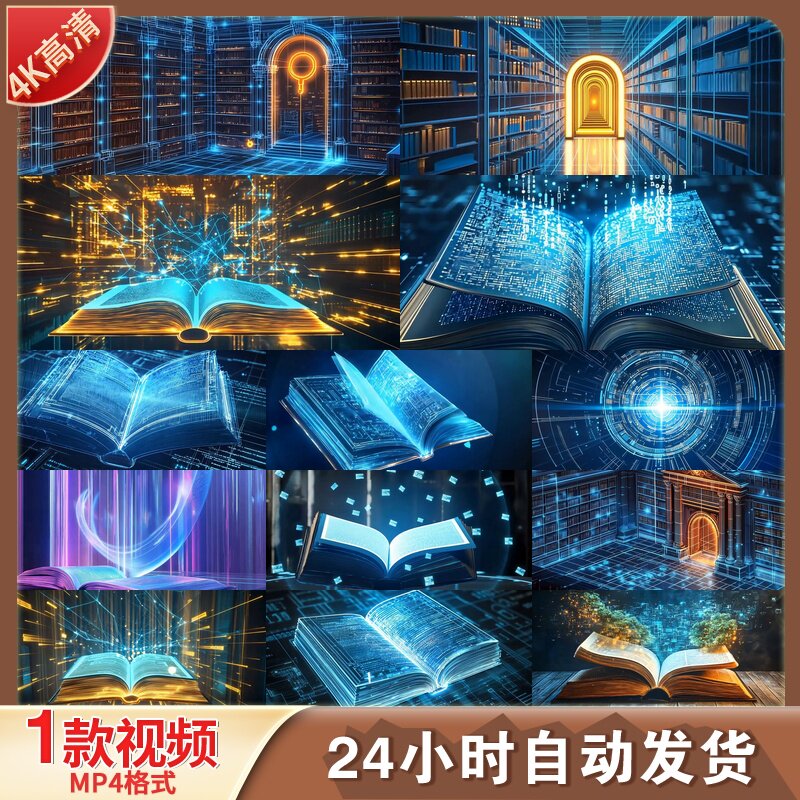 高清科技图书馆书本书架数字阅读云存储手机课堂在线教学视频素材