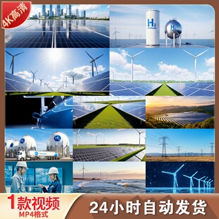 高清新能源发电太阳能风能氢能源环保可持续发展智慧城市视频素材