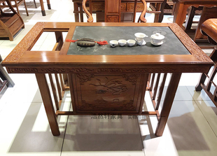 卷书椅现代中式茶桌椅组合牛角椅非洲花梨木纯实木茶几火烧石郑州