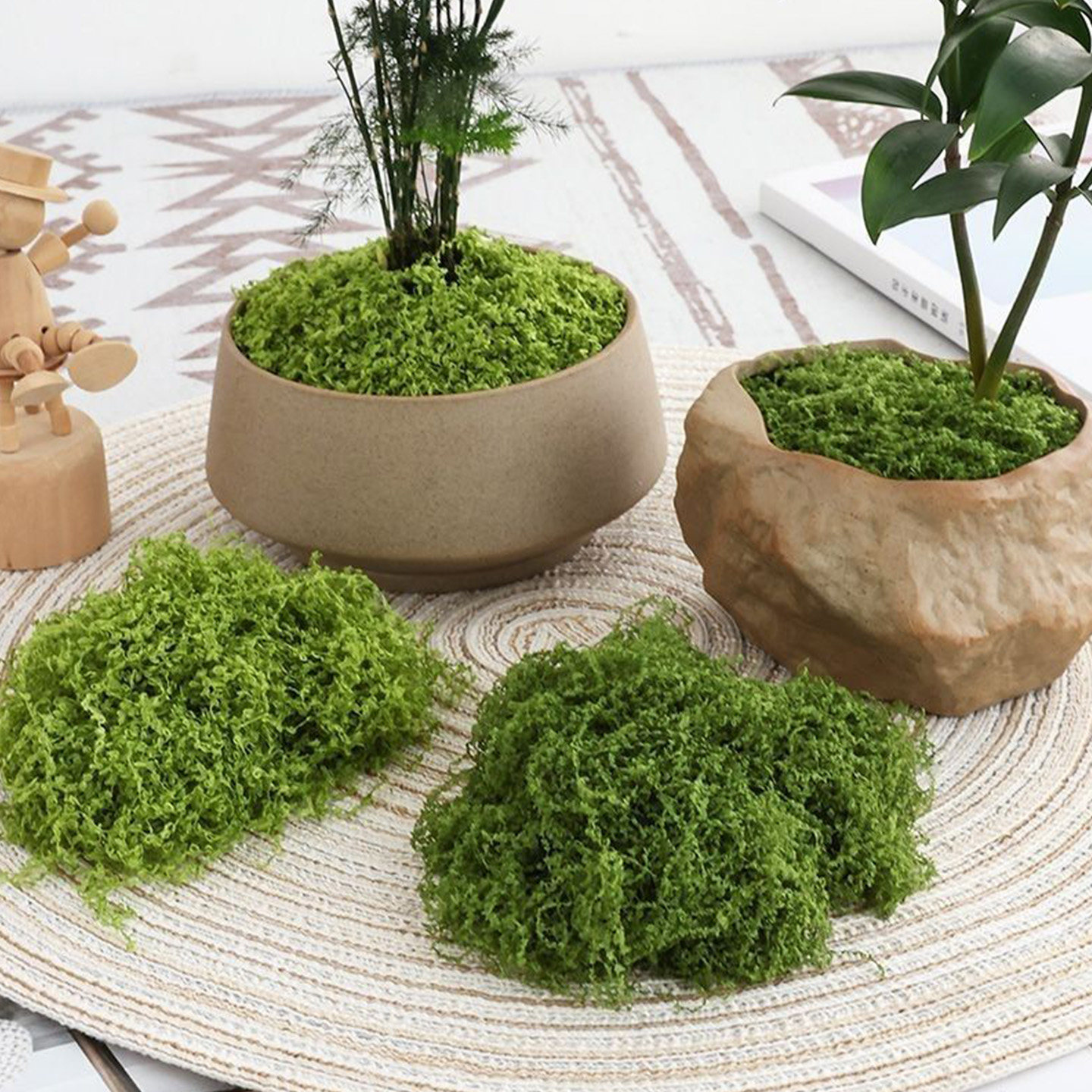 仿真丝状苔藓块状造景草坪青苔装饰人造草皮绿植小盆景石头填充物图片