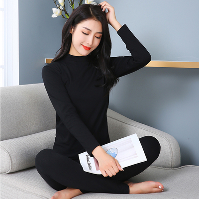 薄款秋衣秋裤女套装大码纯棉妈妈宽松保暖内衣中高领棉毛衫打底衫