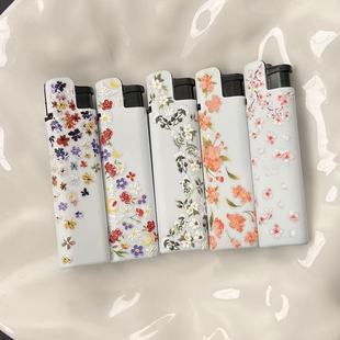 防风充气打火机爆款磨砂质感花卉创意diy清新男女友礼物闺蜜礼物