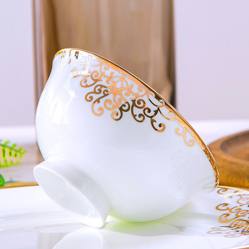 自由组合景德镇骨瓷餐具碗碟套装家用轻奢盘筷子中欧式高档陶瓷器